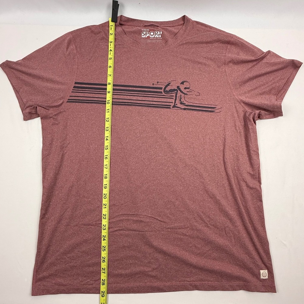 Marine Layer Weekend Sport Mens XL Red Heathered Skier Graphic T-Shirt Stretch - Picture 6 of 7